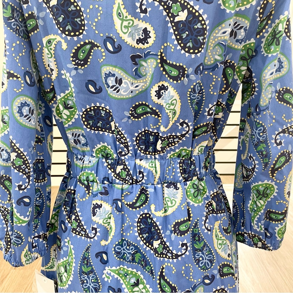 NWT S M L XL XXL Blue green and white bohemian colorful midi dress with pockets - Picture 9 of 10
